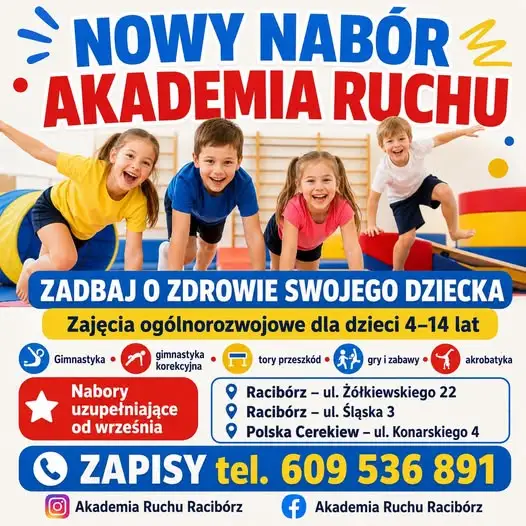 Akademia Ruchu w Polskiej Cerekwi: zapisy na zajęcia dla dzieci od 4 do 14 lat