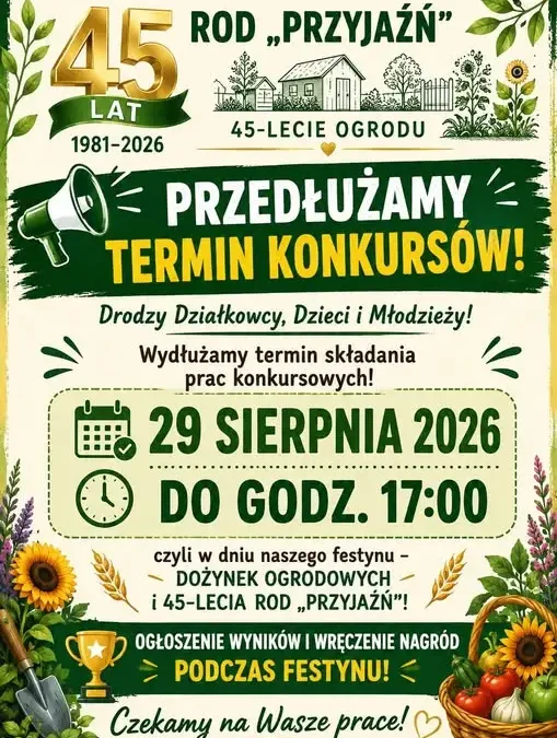 ROD „Przyjaźń” przedłuża termin konkursów jubileuszowych – prace można składać do 29 sierpnia