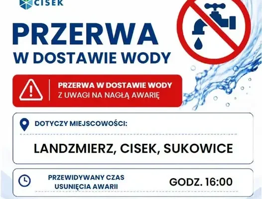 Przerwa w dostawie wody w gminie Cisek – awaria sieci wodociągowej