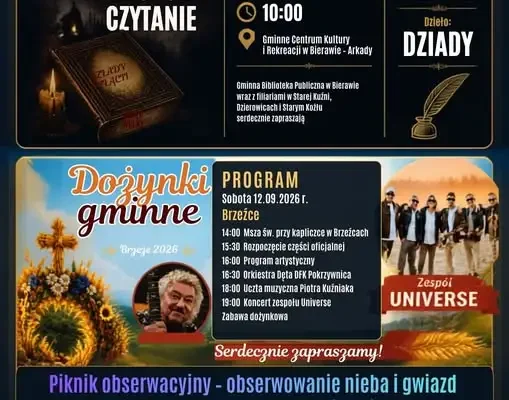 Wrzesień z GCKiR w Bierawie – plan wydarzeń kulturalnych