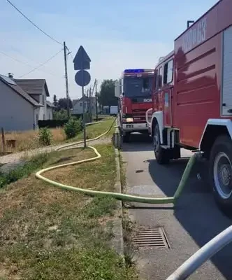 Pożar ścierniska w Reńskiej Wsi – strażacy w akcji