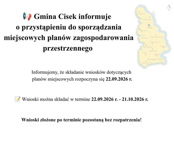 Gmina Cisek: mieszkańcy mogą składać wnioski do planów miejscowych