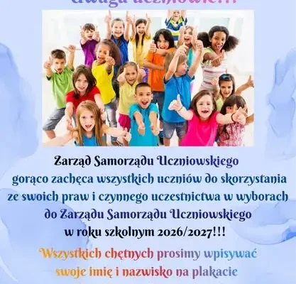 Wybory do Zarządu Samorządu Uczniowskiego – zgłoszenia do 24 września
