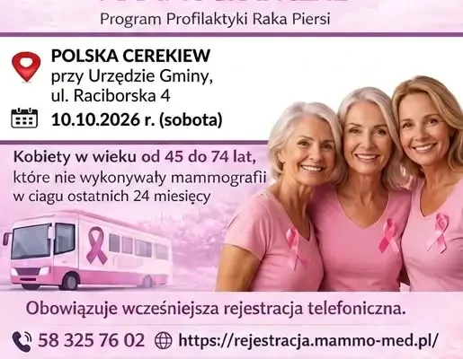 Bezpłatna mammografia w Polskiej Cerekwi – 10 października 2026