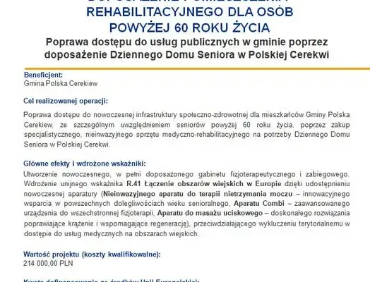 Nowy sprzęt rehabilitacyjny dla seniorów w gminie Polska Cerekiew