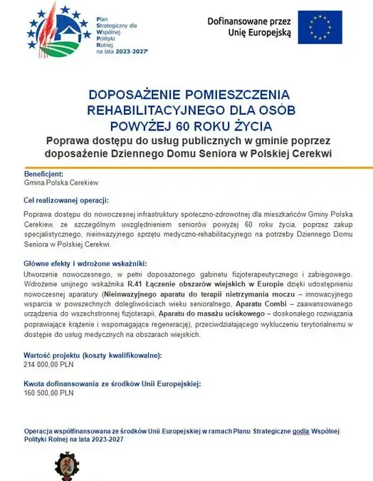 Nowy sprzęt rehabilitacyjny dla seniorów w gminie Polska Cerekiew