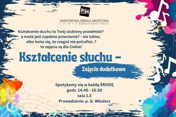 Zajęcia kształcenia słuchu w każdą środę – Państwowa Szkoła Muzyczna w Kędzierzynie-Koźlu zaprasza