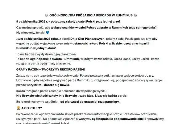 Szkoła bije rekord w Rummikubie – ogólnopolska akcja już w piątek