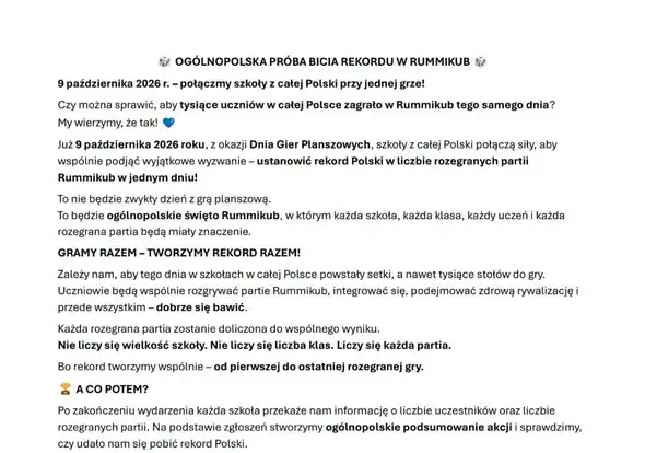 Szkoła bije rekord w Rummikubie – ogólnopolska akcja już w piątek