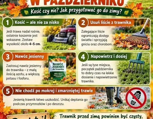 Trawnik w październiku – kosić czy nie? 5 wskazówek na koniec sezonu
