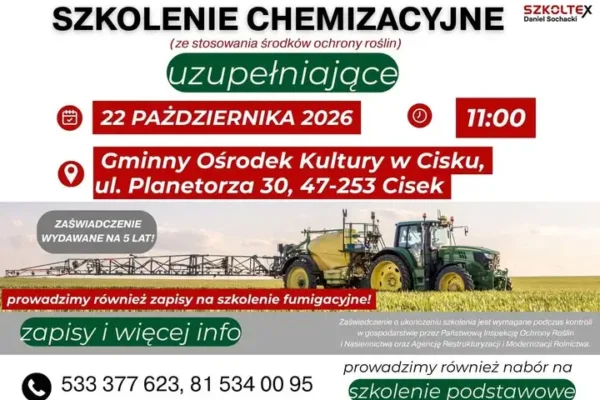 Szkolenie chemizacyjne uzupełniające w Cisku – 22 października 2026