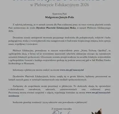 Plebiscyt Edukacyjny 2026: Szkoła z Opolskiego z rekordową liczbą nominacji